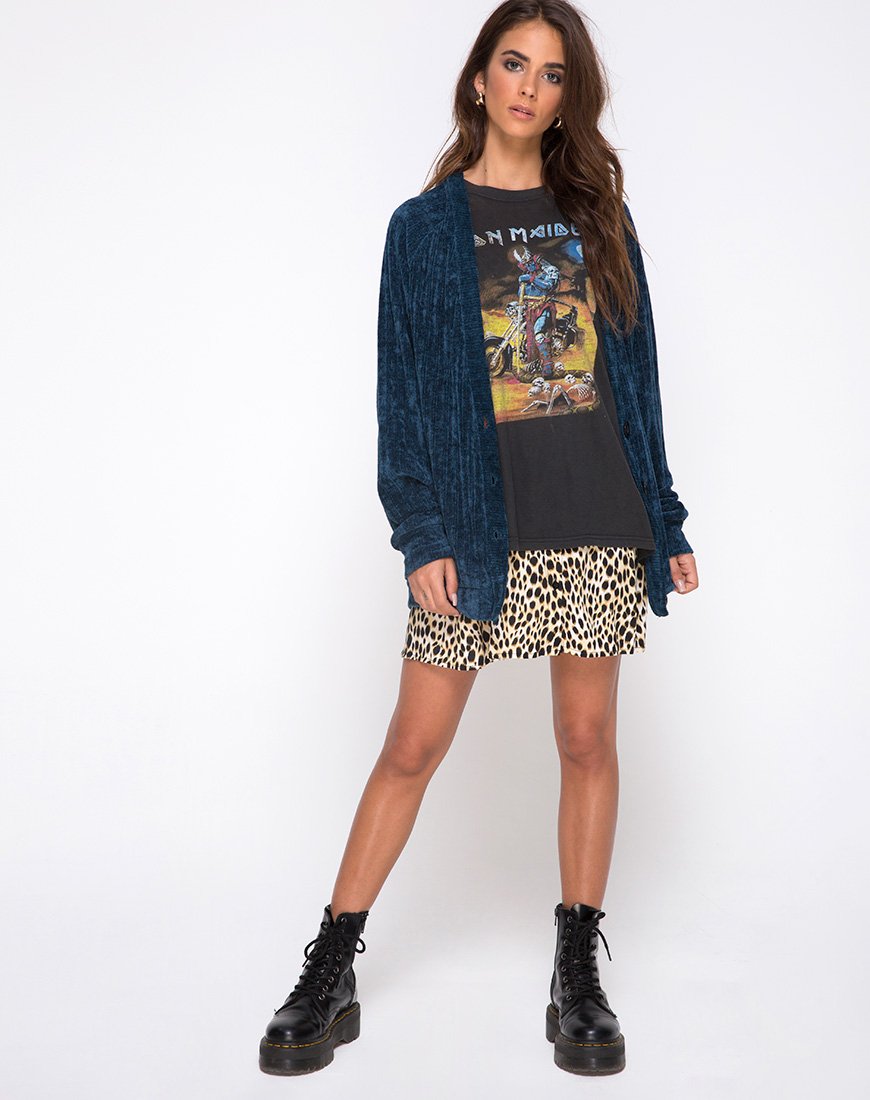 Image de Cardigan Boyfriend en Chenille Bleu
