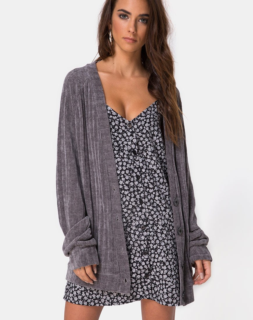 Image de Cardigan Boyfriend en Chenille Gris
