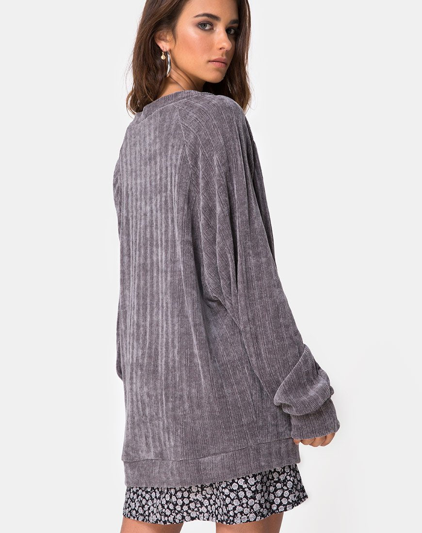 Image de Cardigan Boyfriend en Chenille Gris