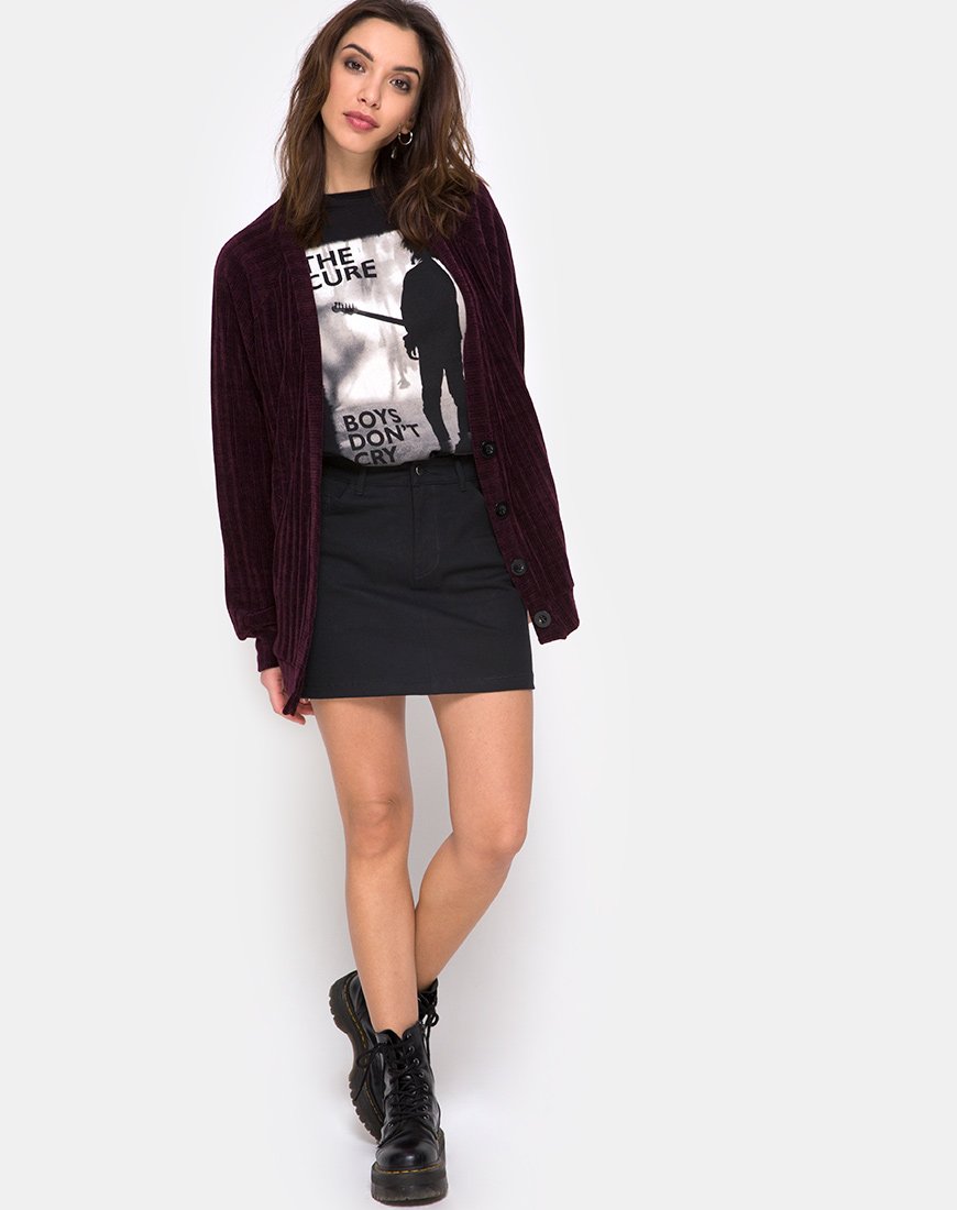 Image de Cardigan Boyfriend en Chenille Plum