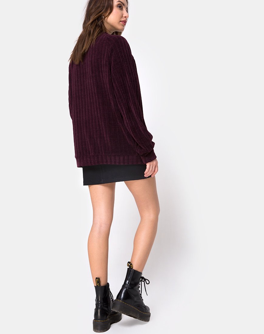 Image de Cardigan Boyfriend en Chenille Plum