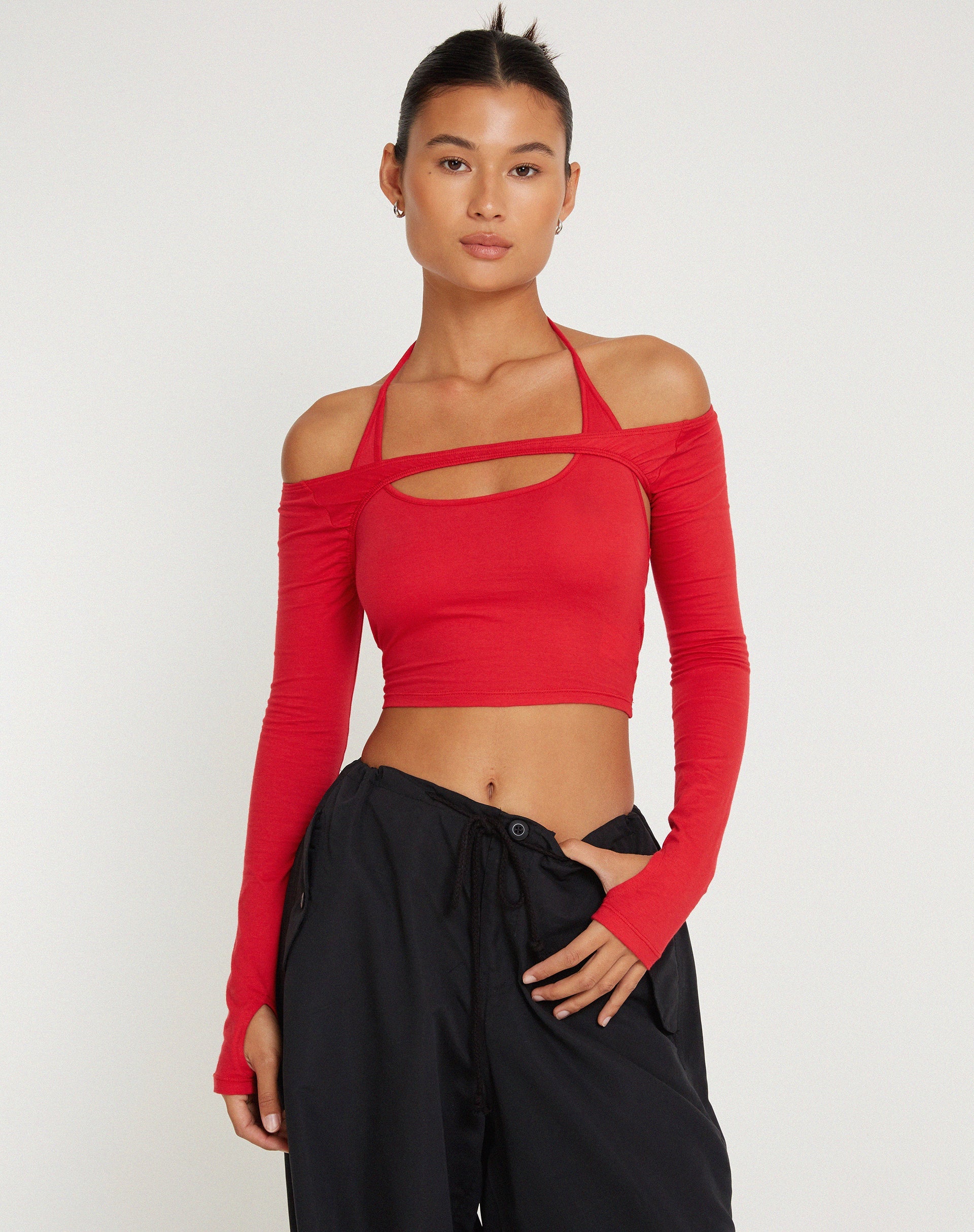 image de Brandy Long Sleeve Top in Racing Red