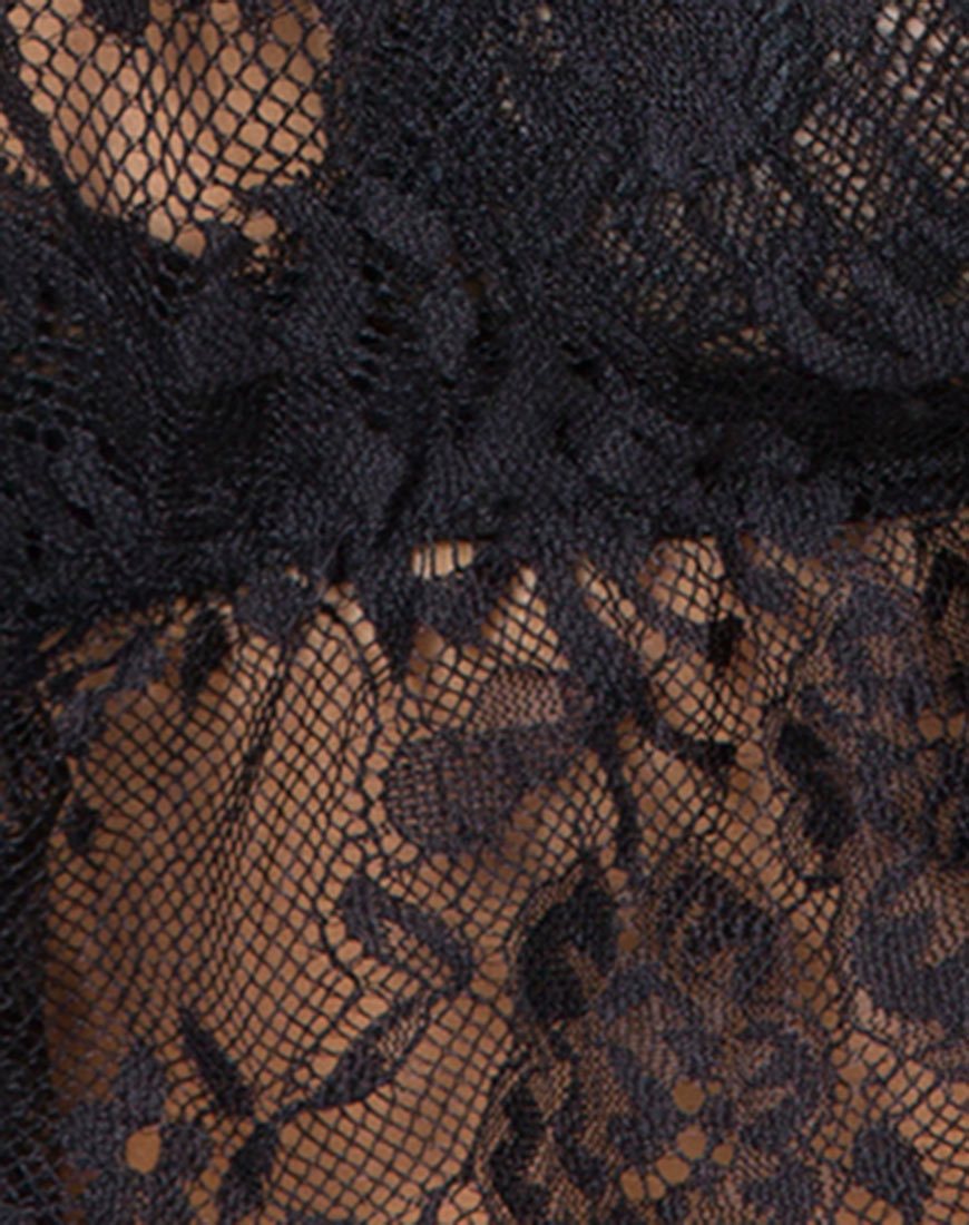 Image de Stacey Crop Top in Floral Eyelash Lace Black