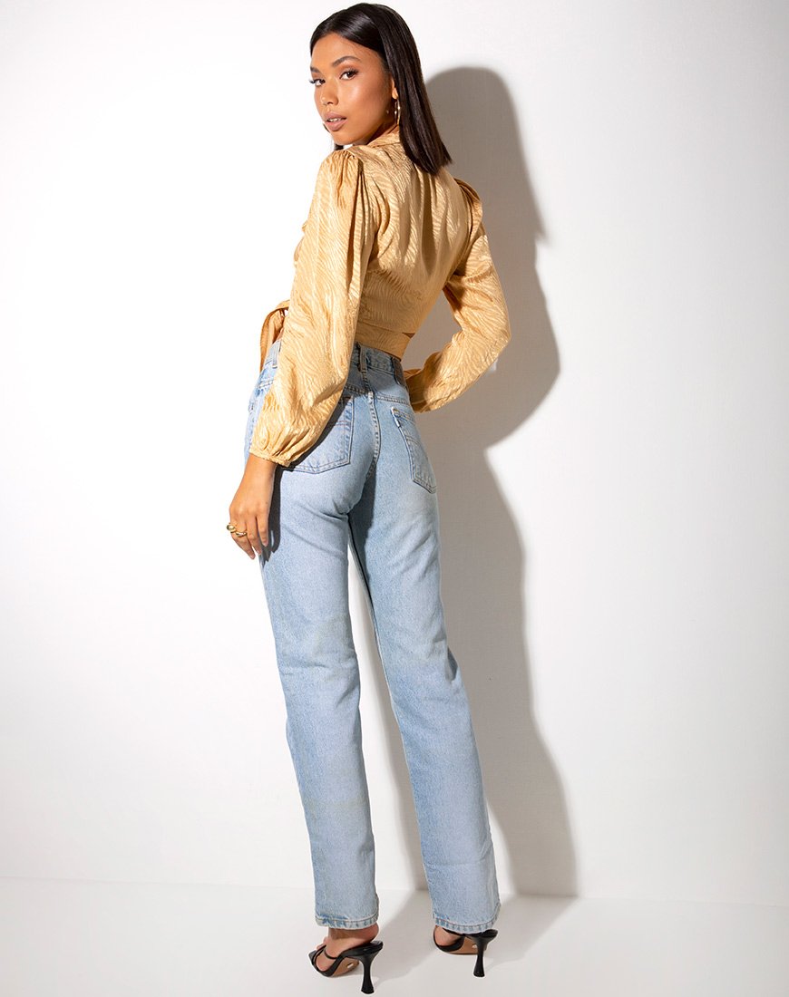 Image de Briza Crop Top in Satin Zebra Caramel