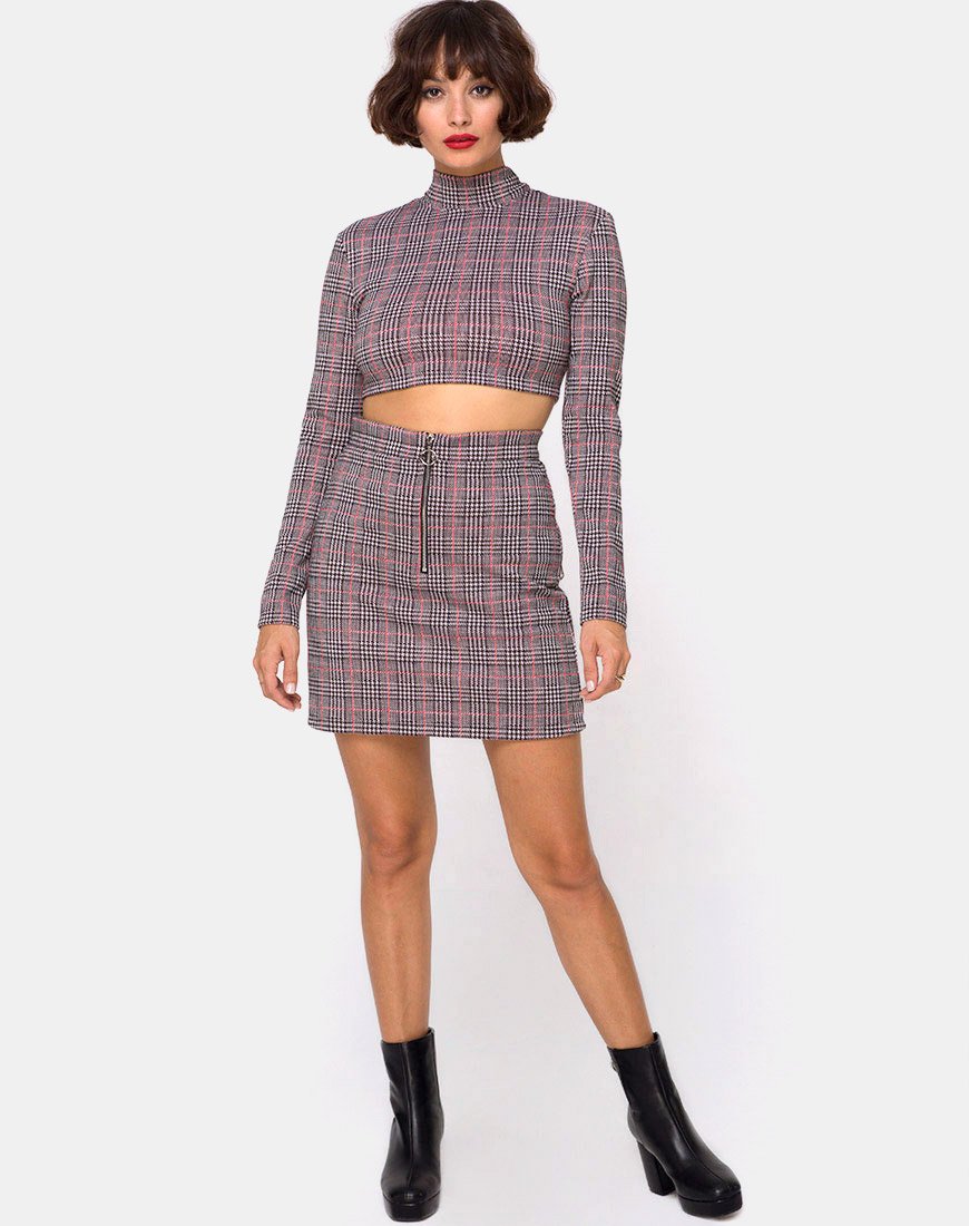 Image de la mini-jupe Bronti à carreaux Charles Blush