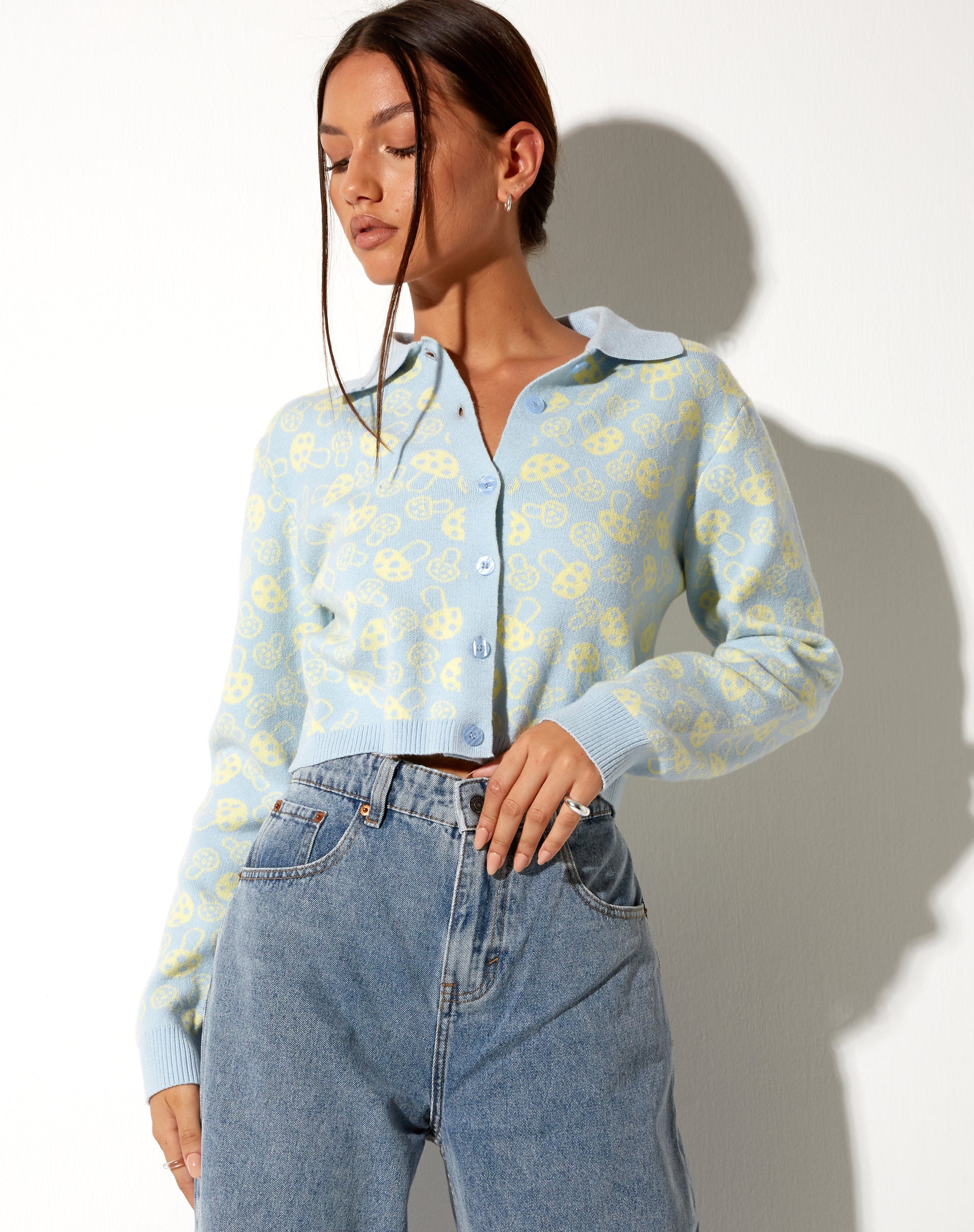 Image de Bufo Cardigan en Baby Shroom Bleu et Jaune
