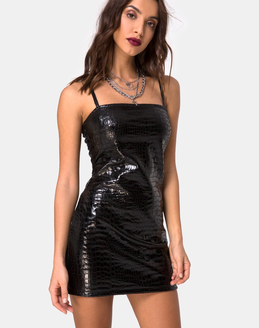 Robe Burmay en PU Croco Noir