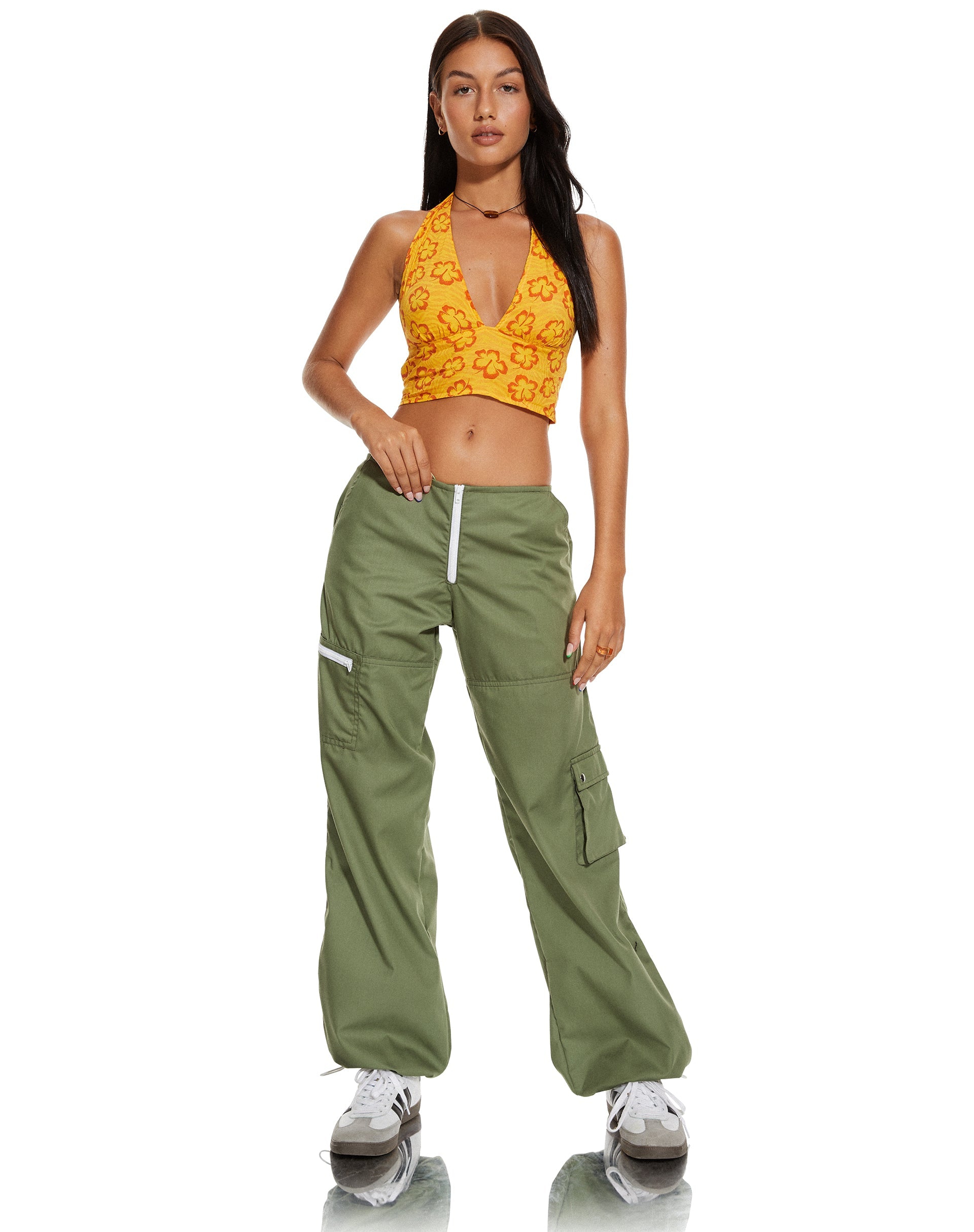 Image de MOTEL X BARBARA Nanda Crop Top in Hibiscus Zebra Orange