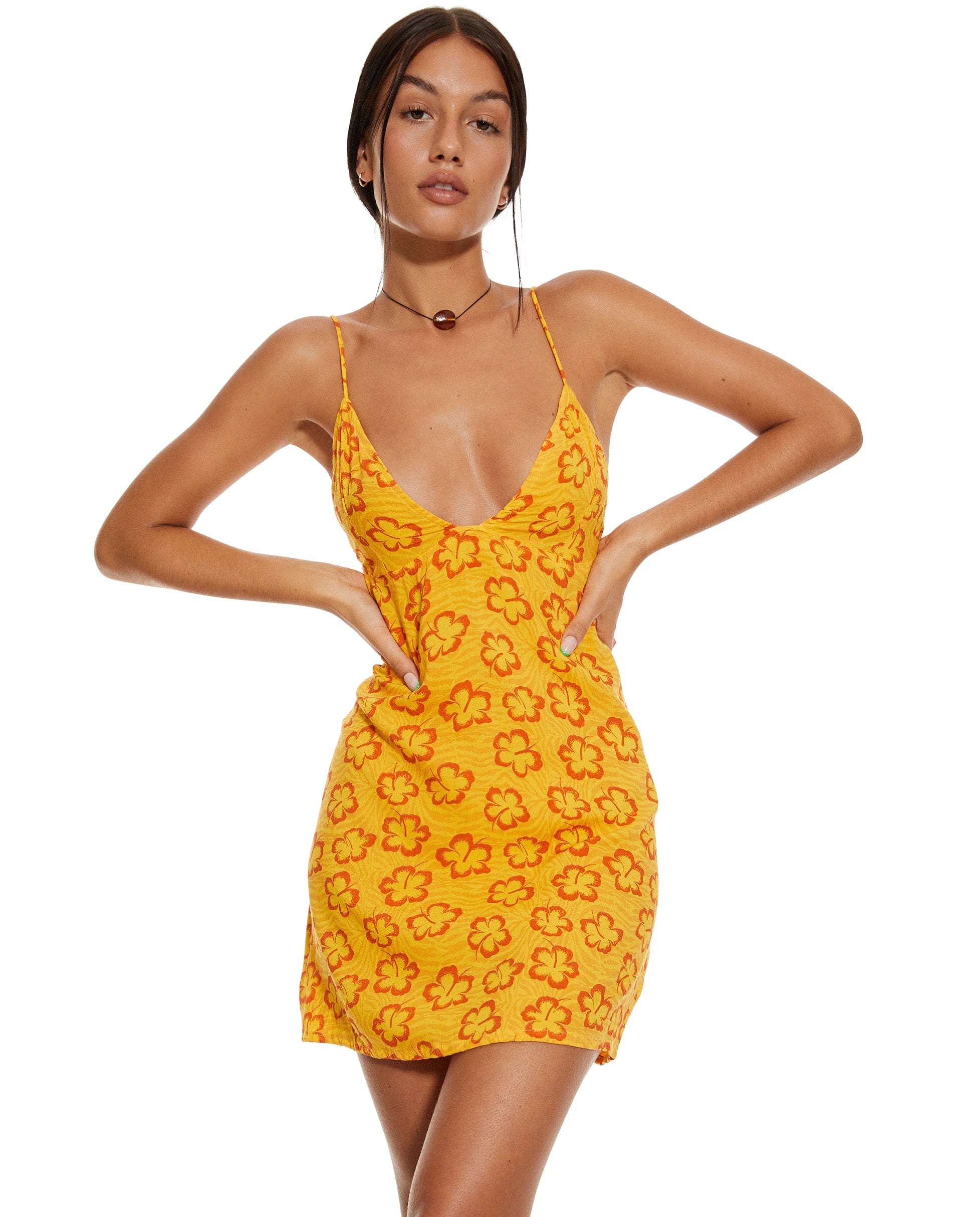 Image de MOTEL X BARBARA Mini robe Senor en Hibiscus Zebra Orange