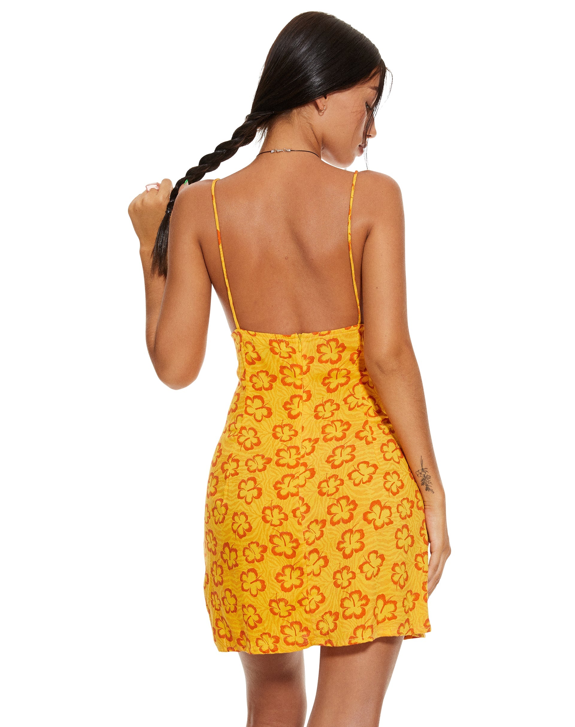 Image de MOTEL X BARBARA Mini robe Senor en Hibiscus Zebra Orange