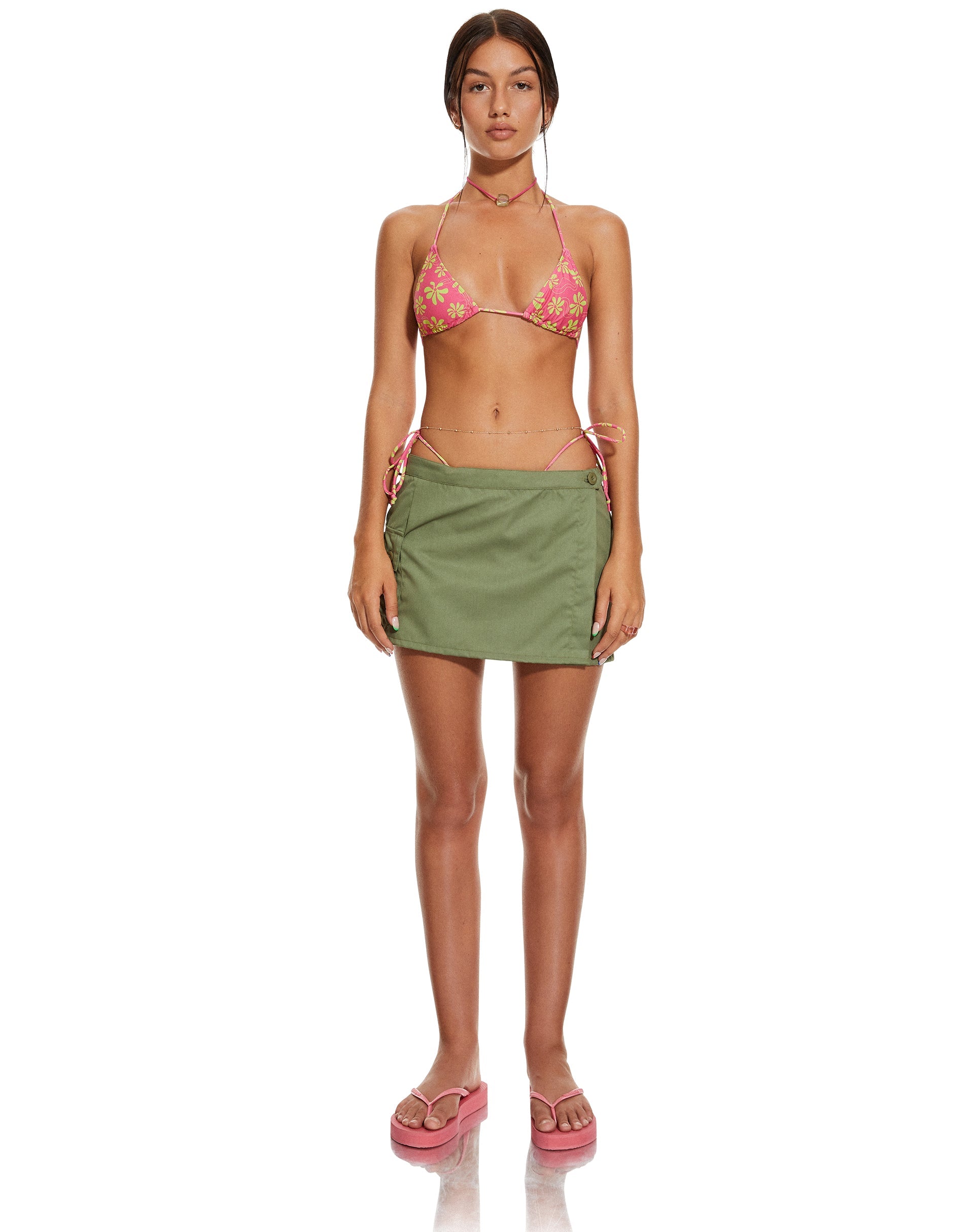 Image de MOTEL X BARBARA Top de bikini Pami en rose chaud à fleurs de plage des années 90