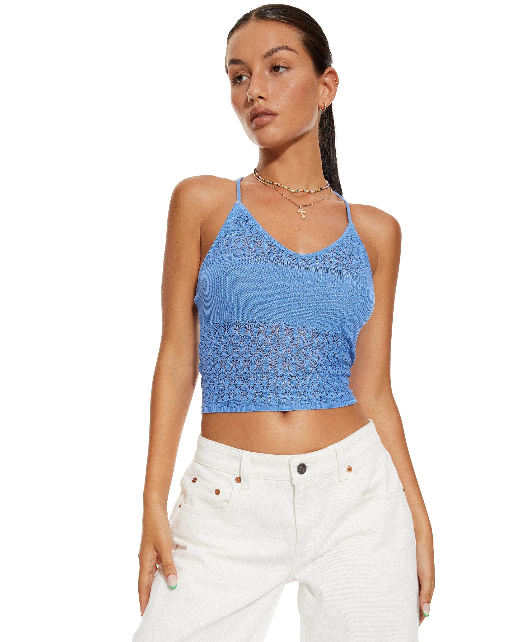 Image de MOTEL X BARBARA Roe Crop Top in Blue
