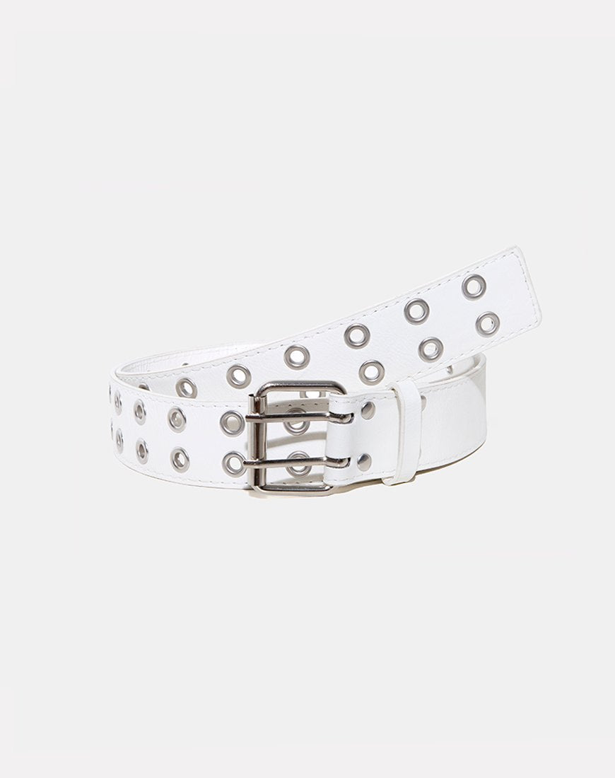 Image de la ceinture à double œillet en PU blanc punk