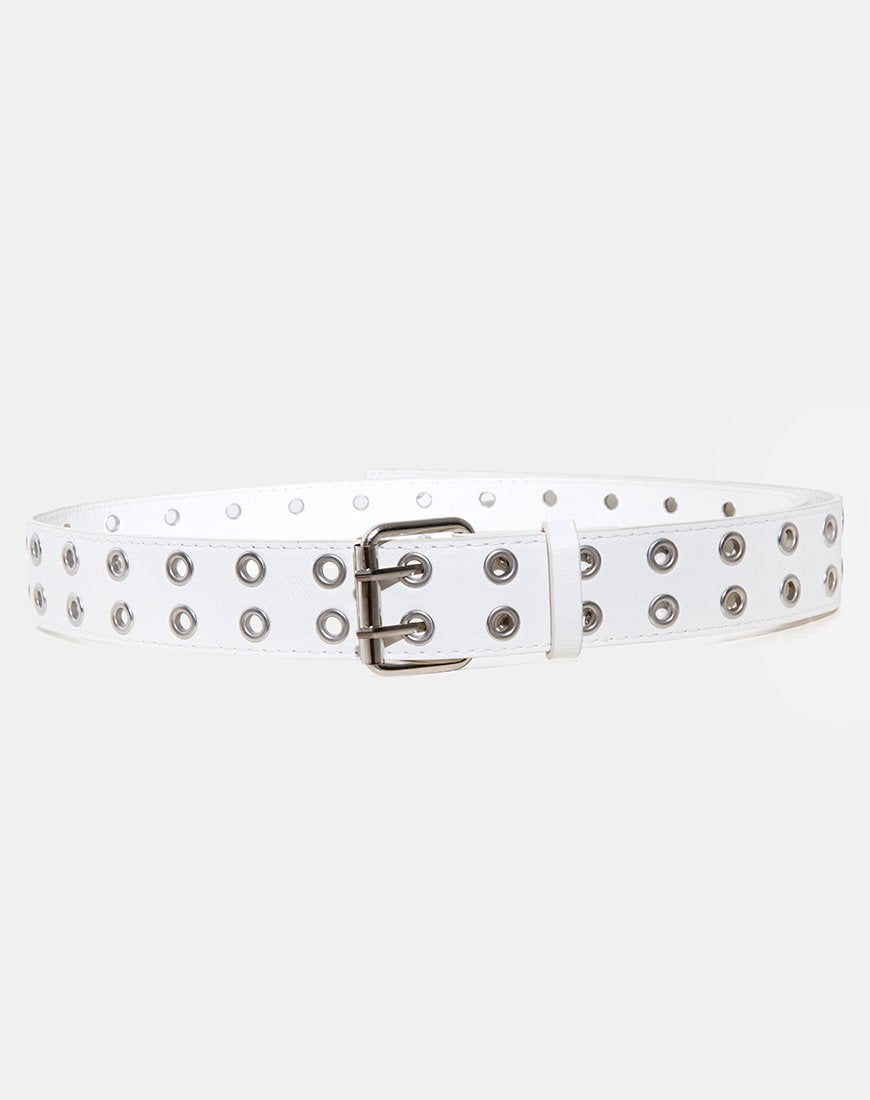 Image de la ceinture à double œillet en PU blanc punk