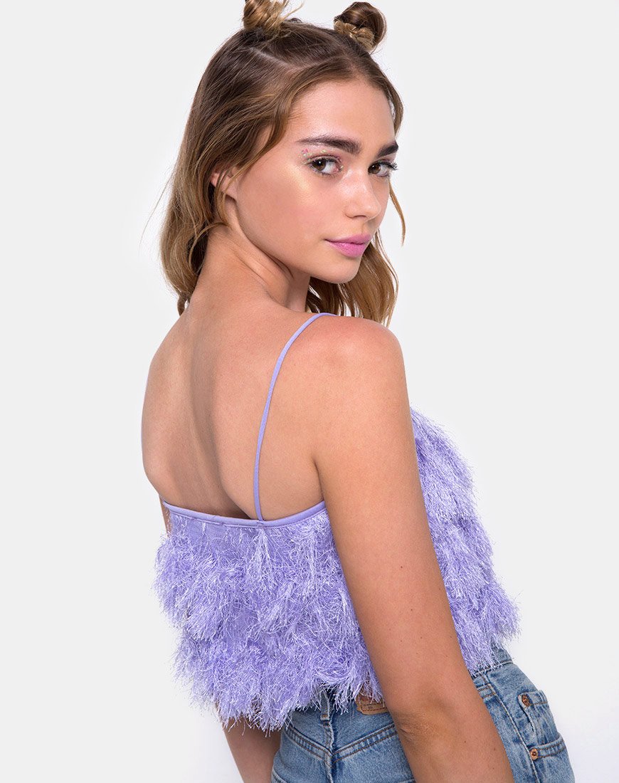Image de Cadence Crop Top in Faux Fur Lilac