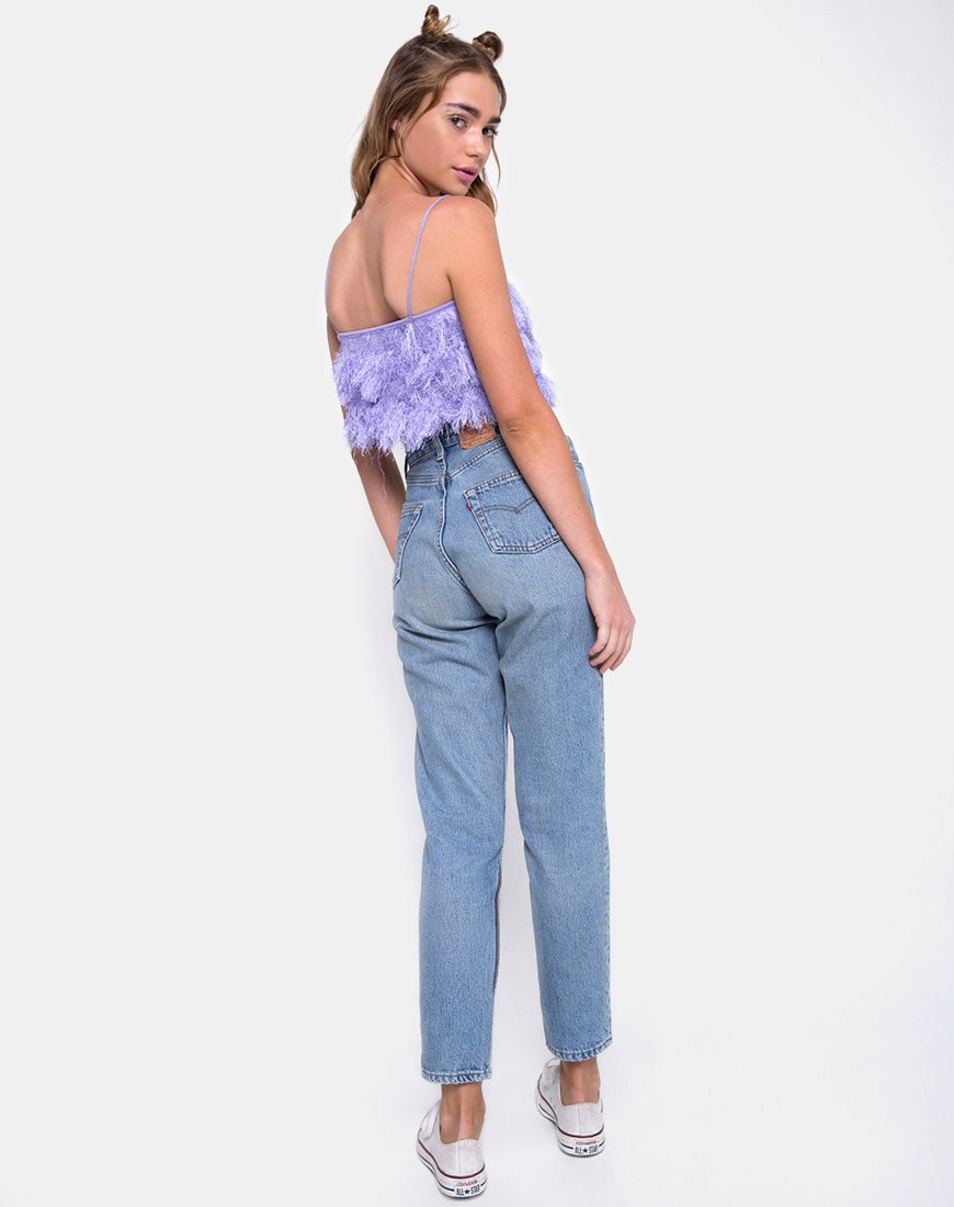 Image de Cadence Crop Top in Faux Fur Lilac