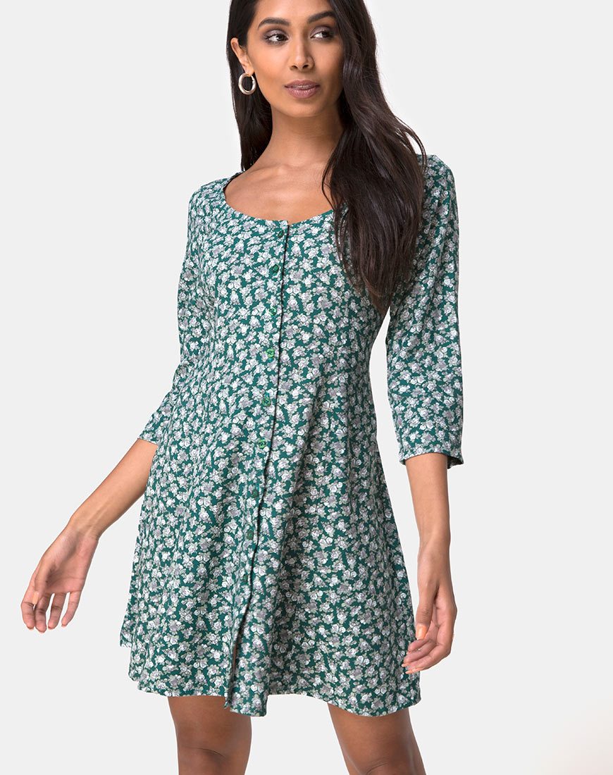 Robe Camdy en fleurs vertes