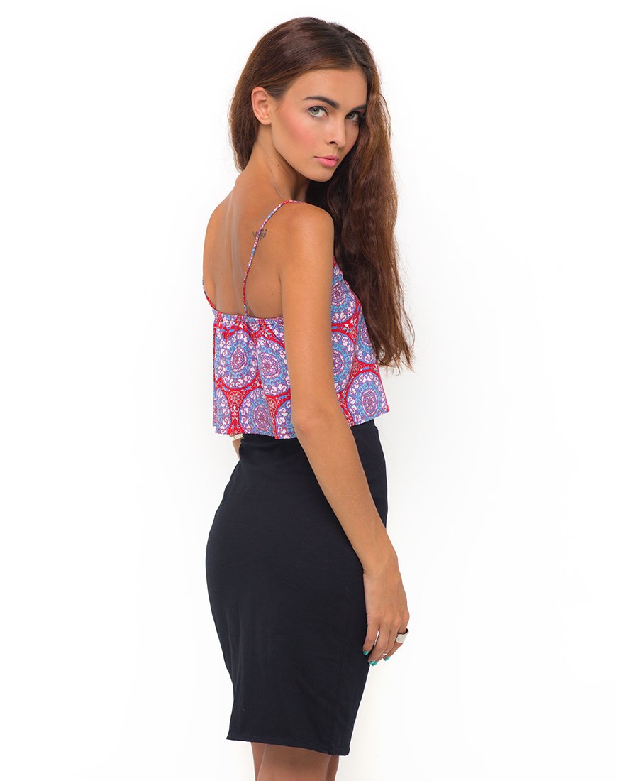 Motel Slip Cami Crop, Mandala Red