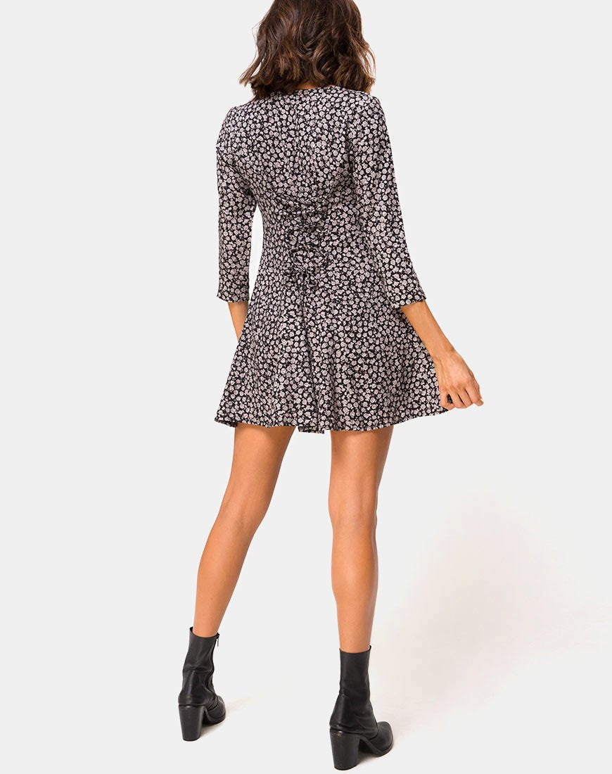 Image de Camisa Swing Dress in Ditsy Rose Black