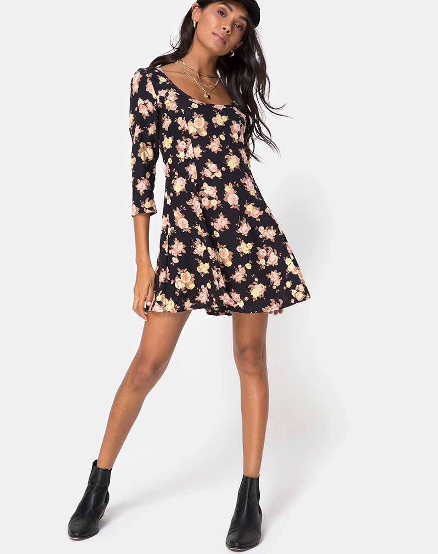 Image of Camosa Swing Dress in Antique Rose Black