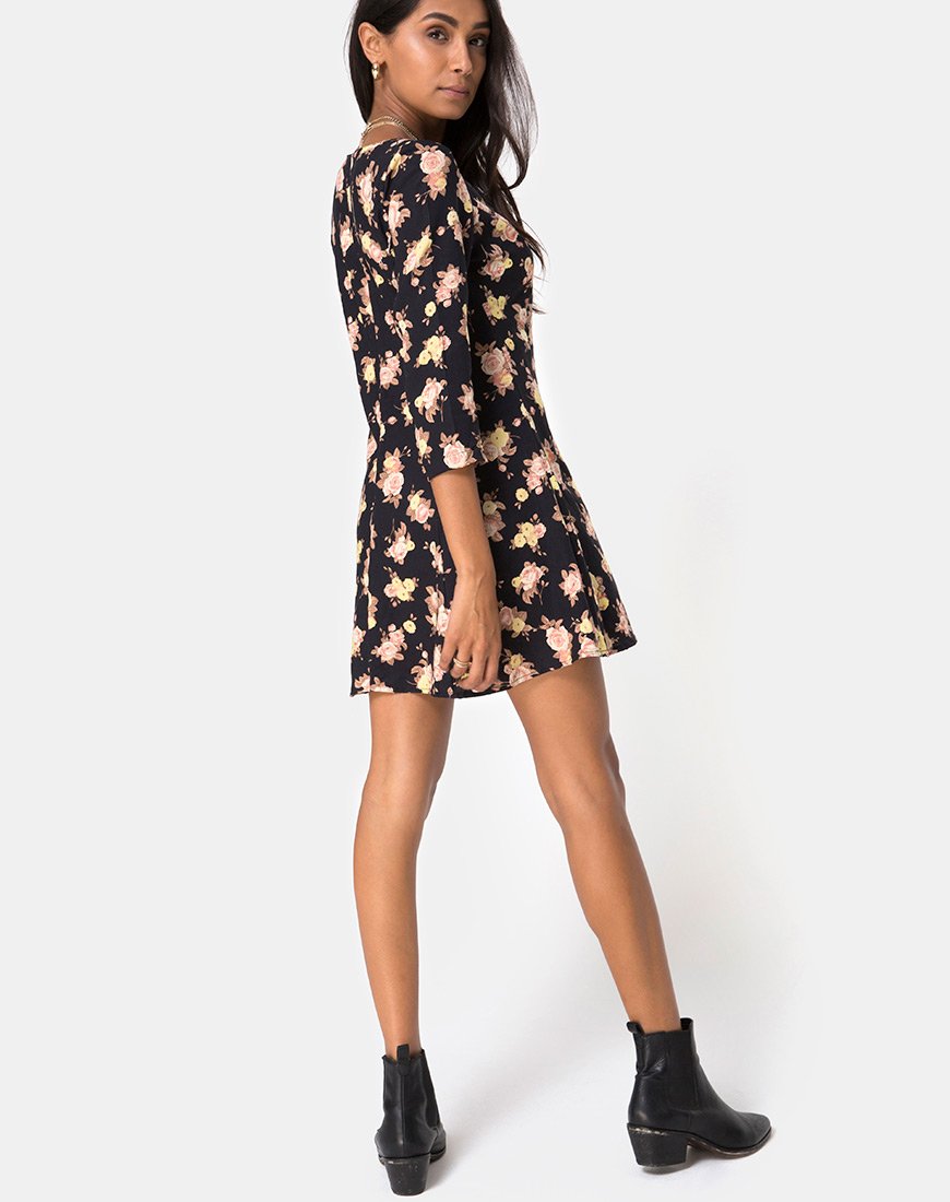 Image of Camosa Swing Dress in Antique Rose Black