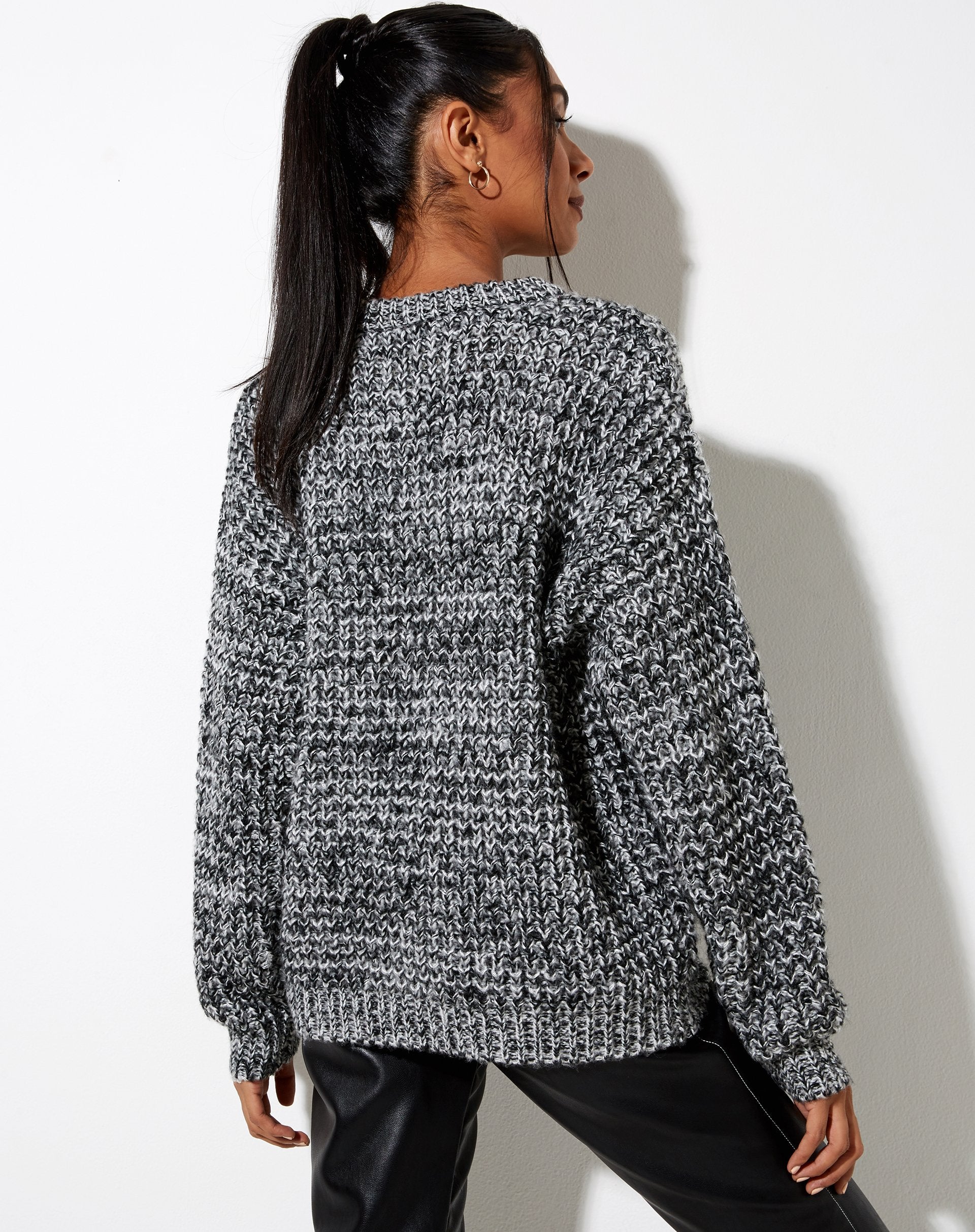 Image de marque Caribou Jumper in Chunky Knit Black Grey and White