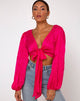 Image de Carina Crop Top in Satin Zebra Fuchsia
