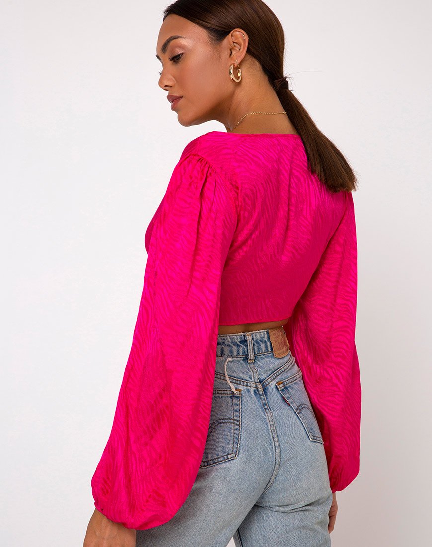 Image de Carina Crop Top in Satin Zebra Fuchsia