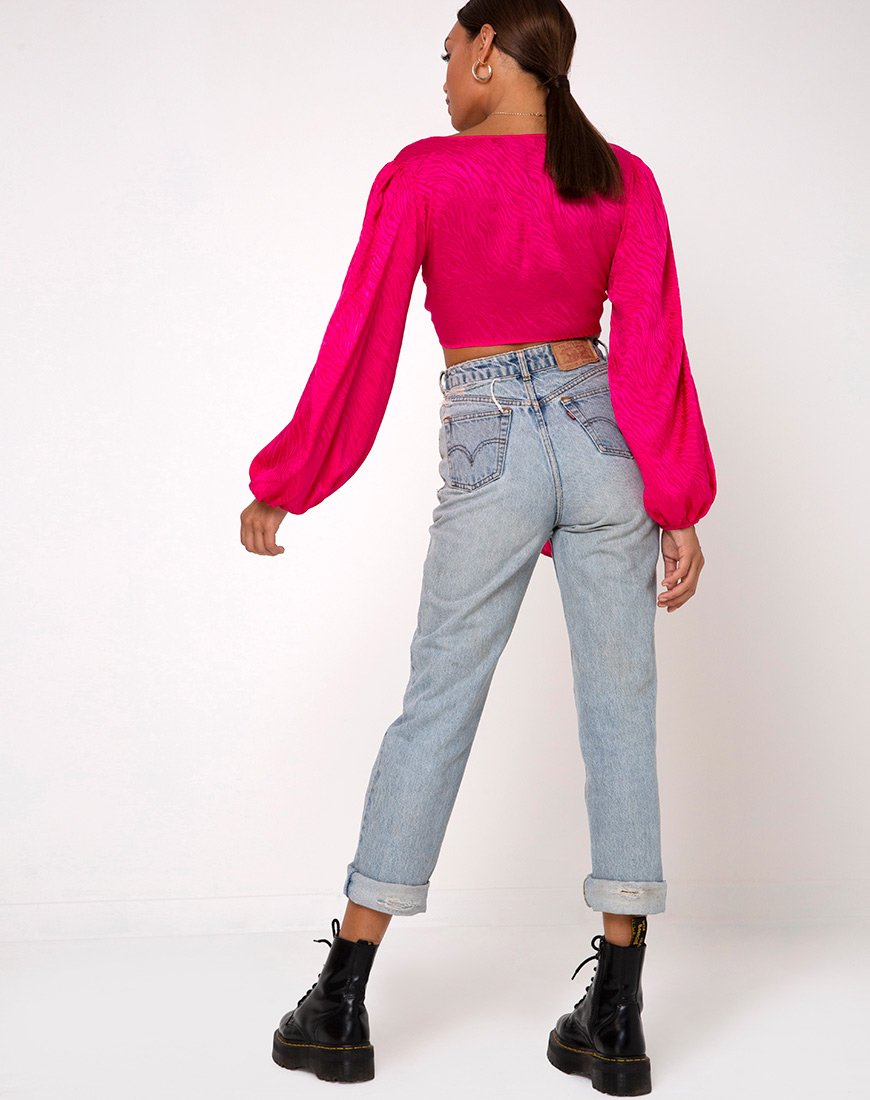 Image de Carina Crop Top in Satin Zebra Fuchsia