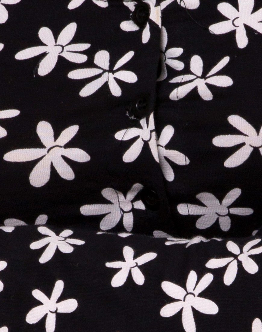 Image de Carla Crop Top in 90s Daisy Black and White