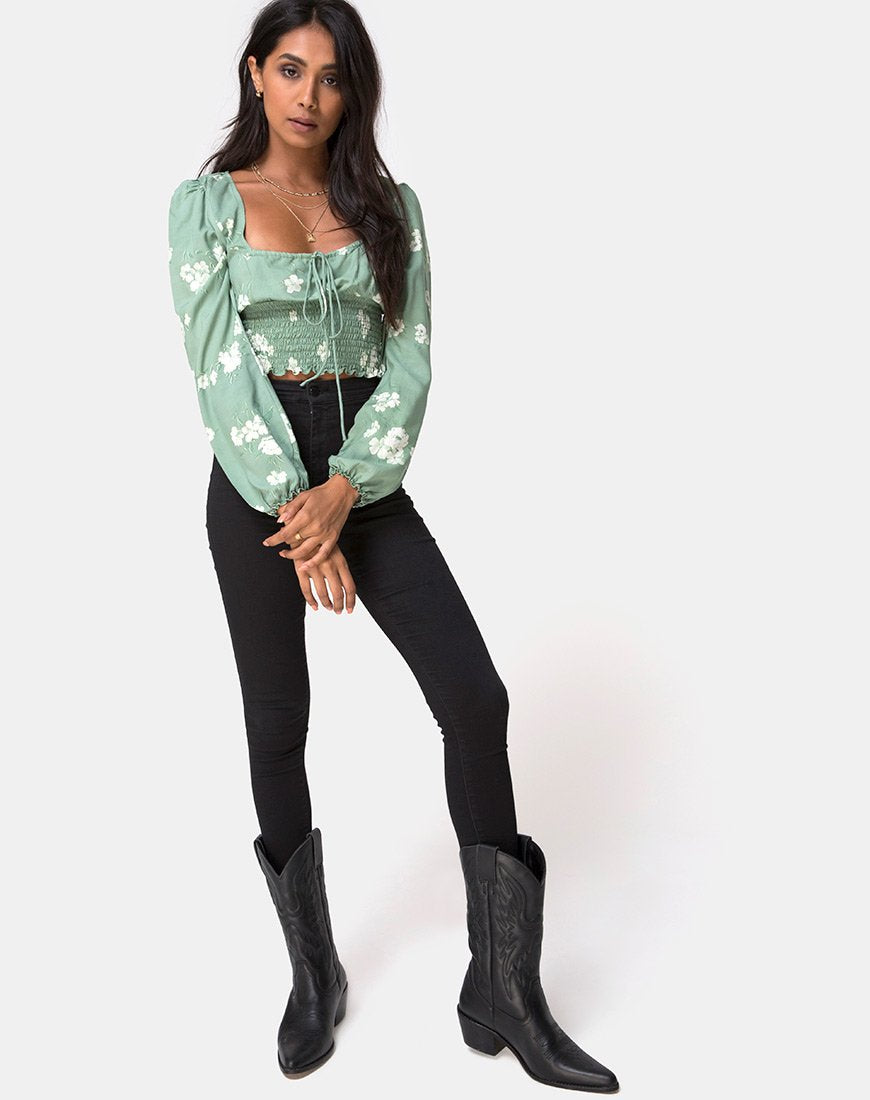 Image de Carmen Top in Mono Flower Green