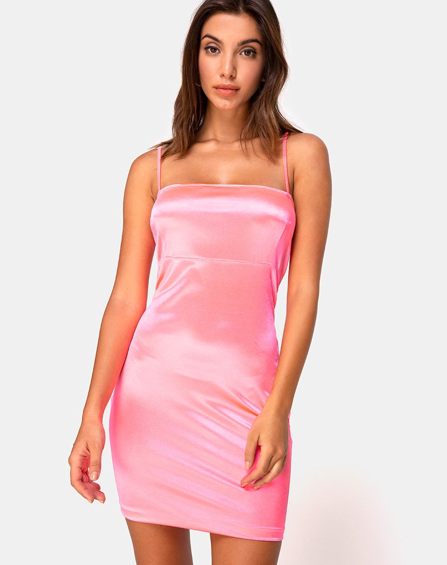 Image of Cecile Slip Dress in Neon Pink