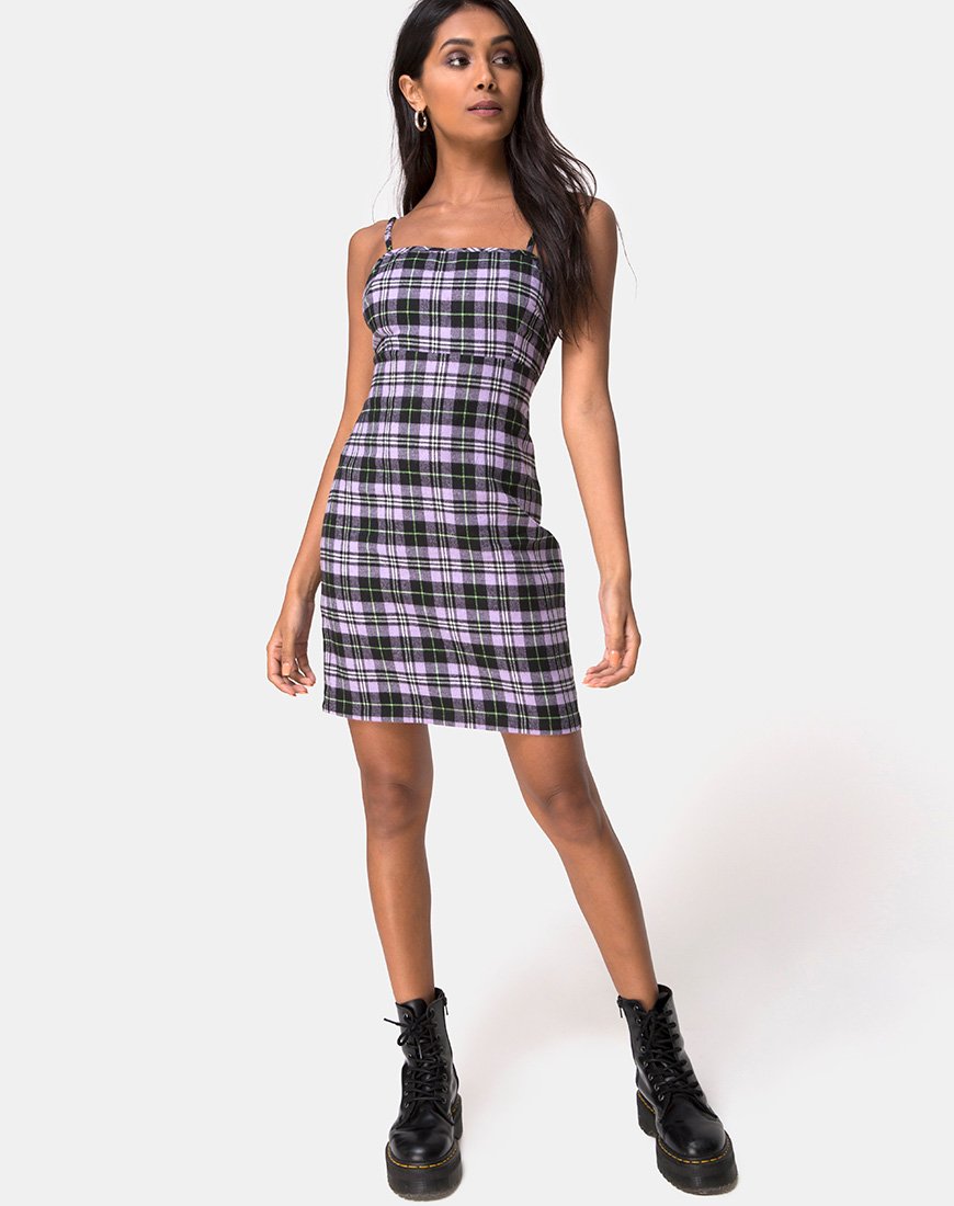 Image de la robe Cecile à carreaux lilas