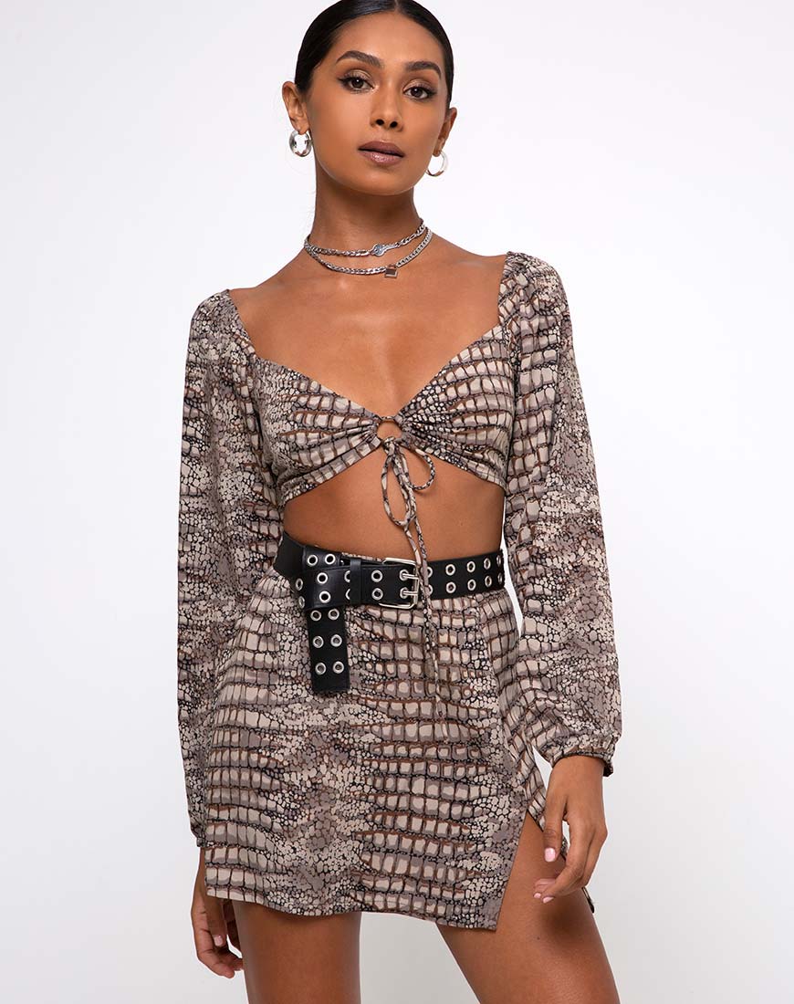 Image de Celinda Crop Top in Croc Neutral Grey