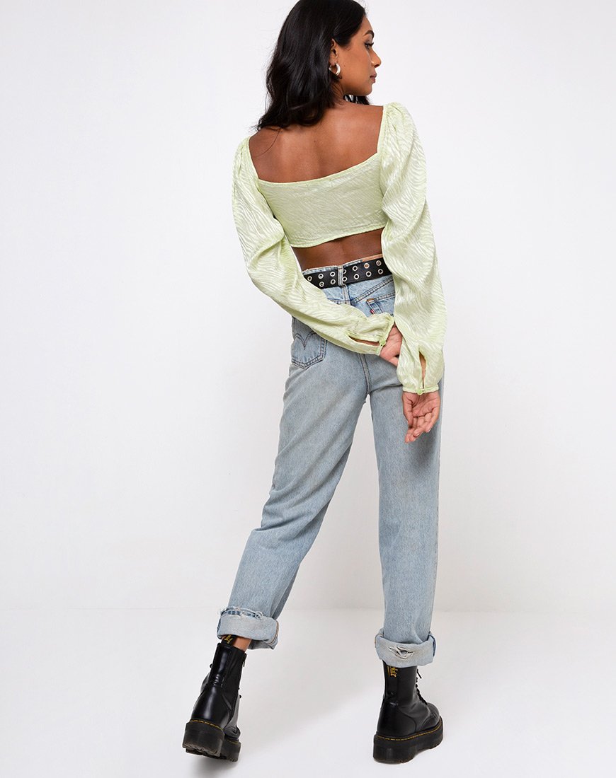 Image of Celinda Longsleeve Top in Satin Zebra Pistachio