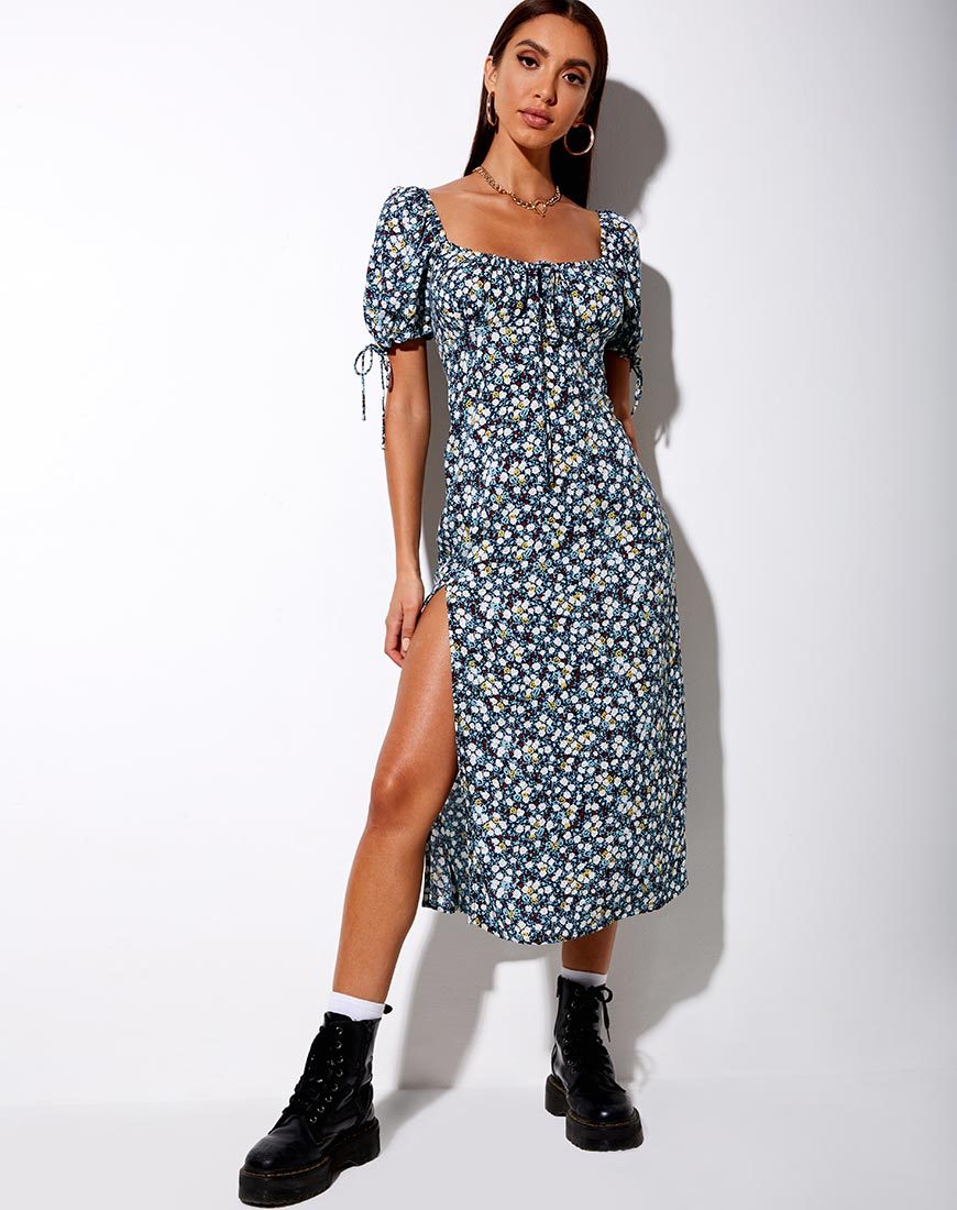 Image de Cello Midi Dress in Floral Field Navy