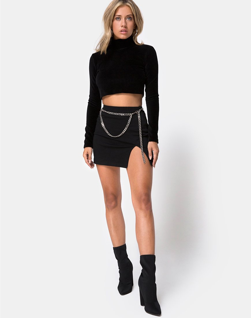 Image de la jupe à ceinture de chaîne en noir