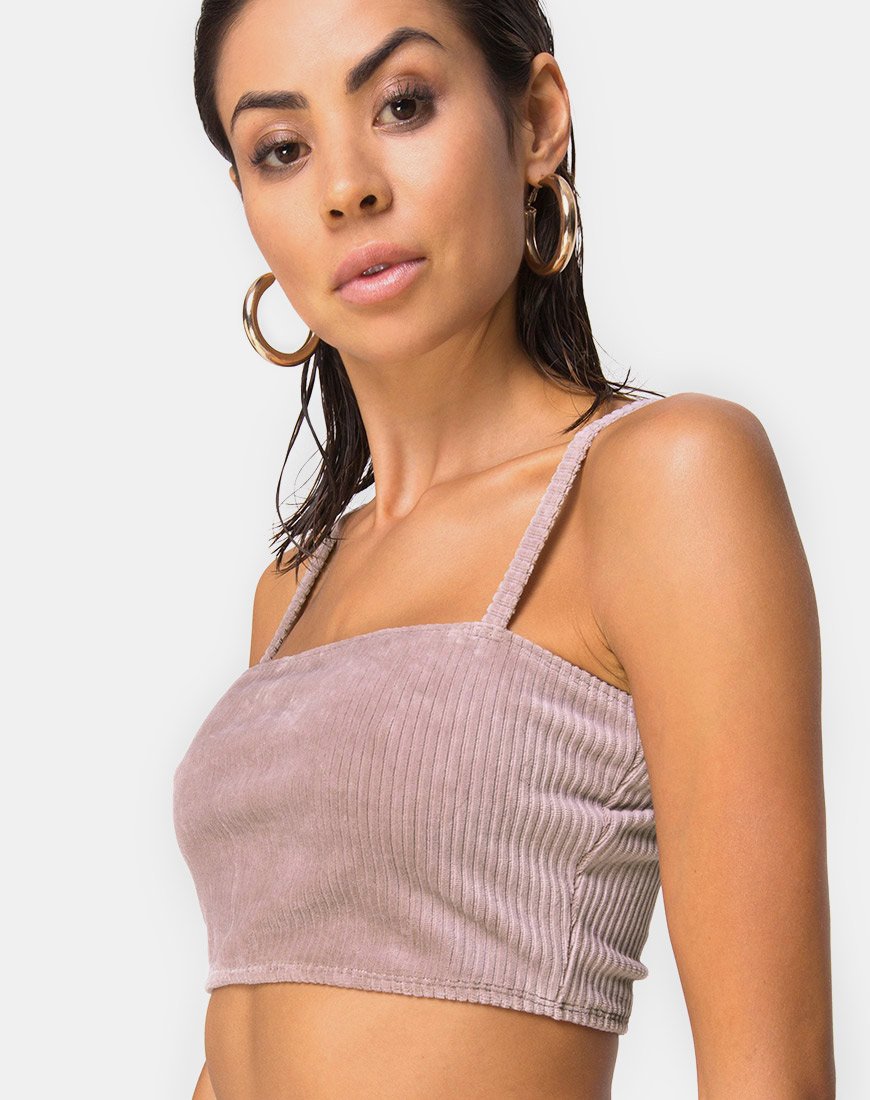 Image de Kylie Crop Top in Rib Taupe