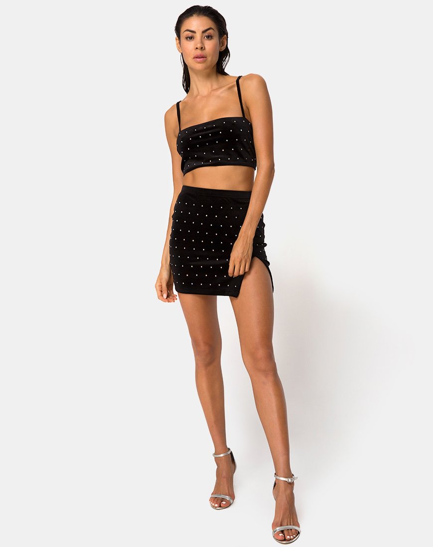 Image de Kylie Crop Top in Diamante Black