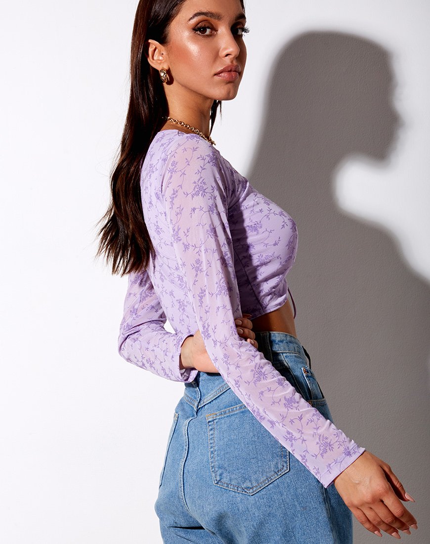 Image de Chilo Long Sleeve Top in Love Bloom Lilac Flock