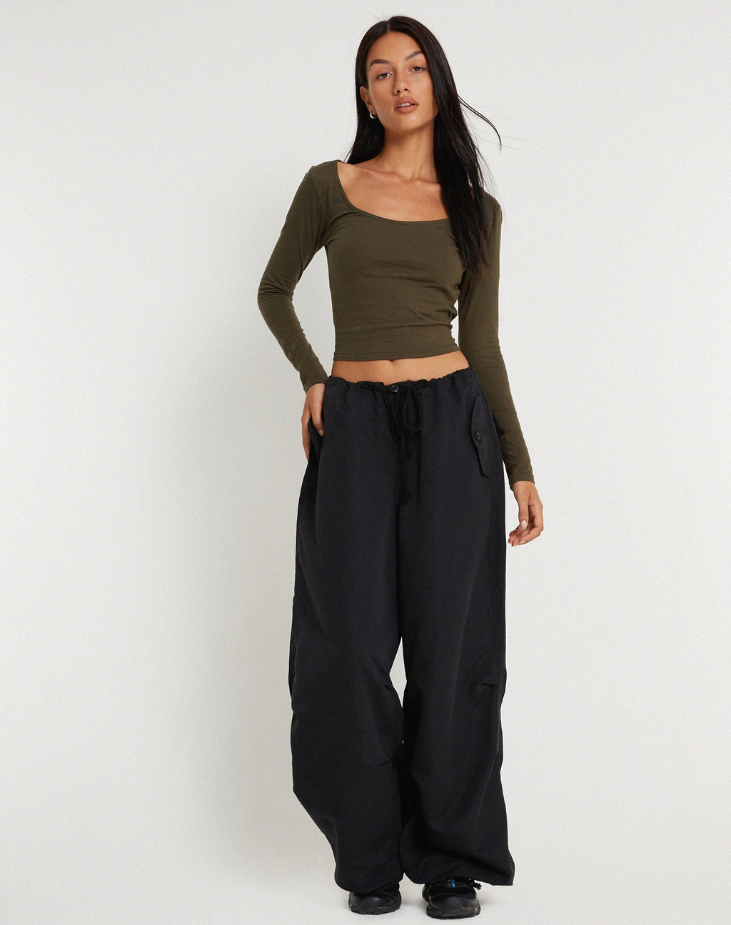 Pantalon Chute en microfibre noir