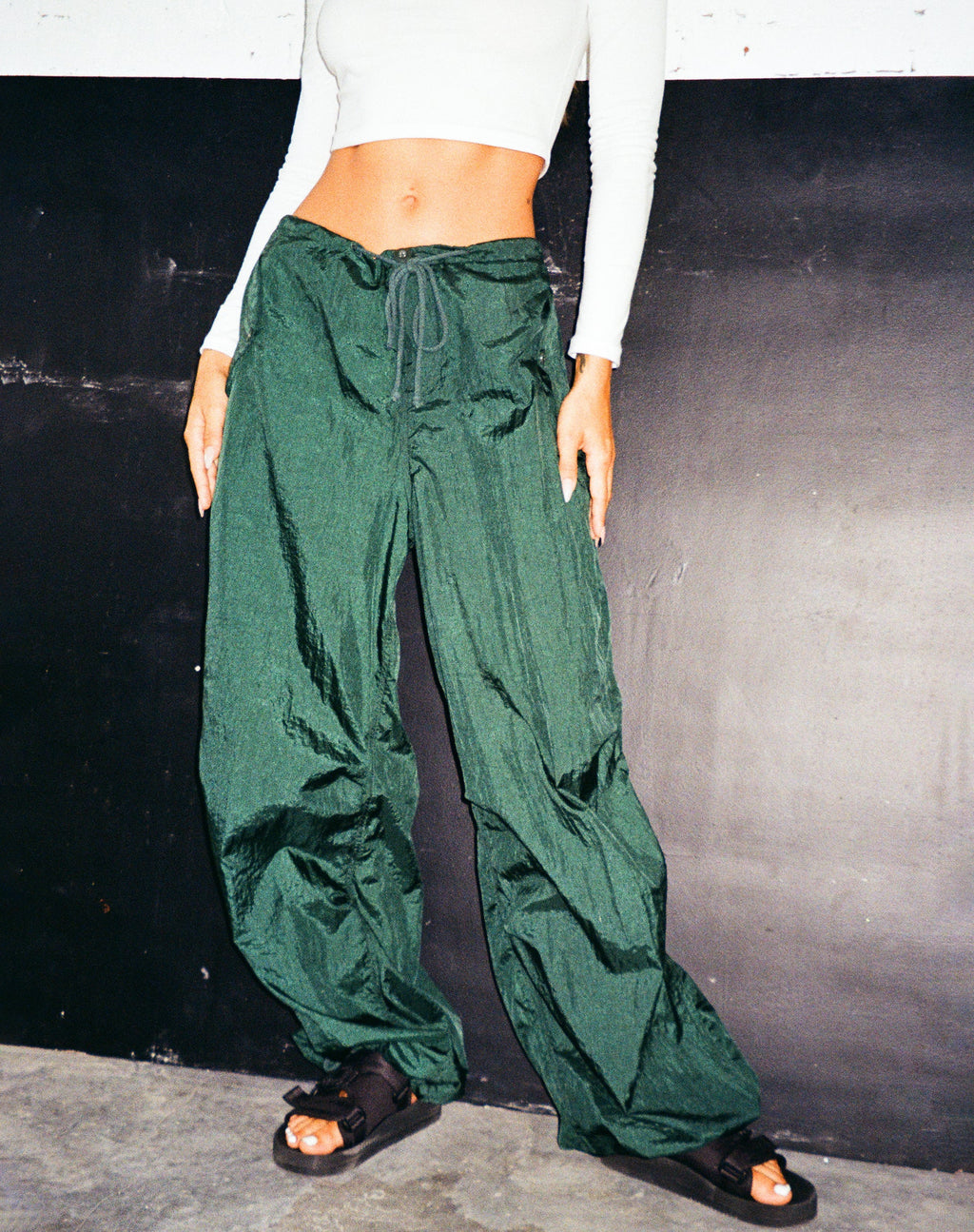 Pantalon Chute en Parachute Bottle Green