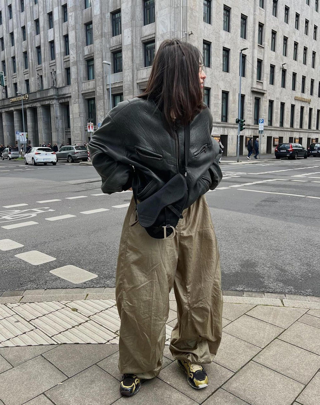 Pantalon Chute en Parachute Silver Green