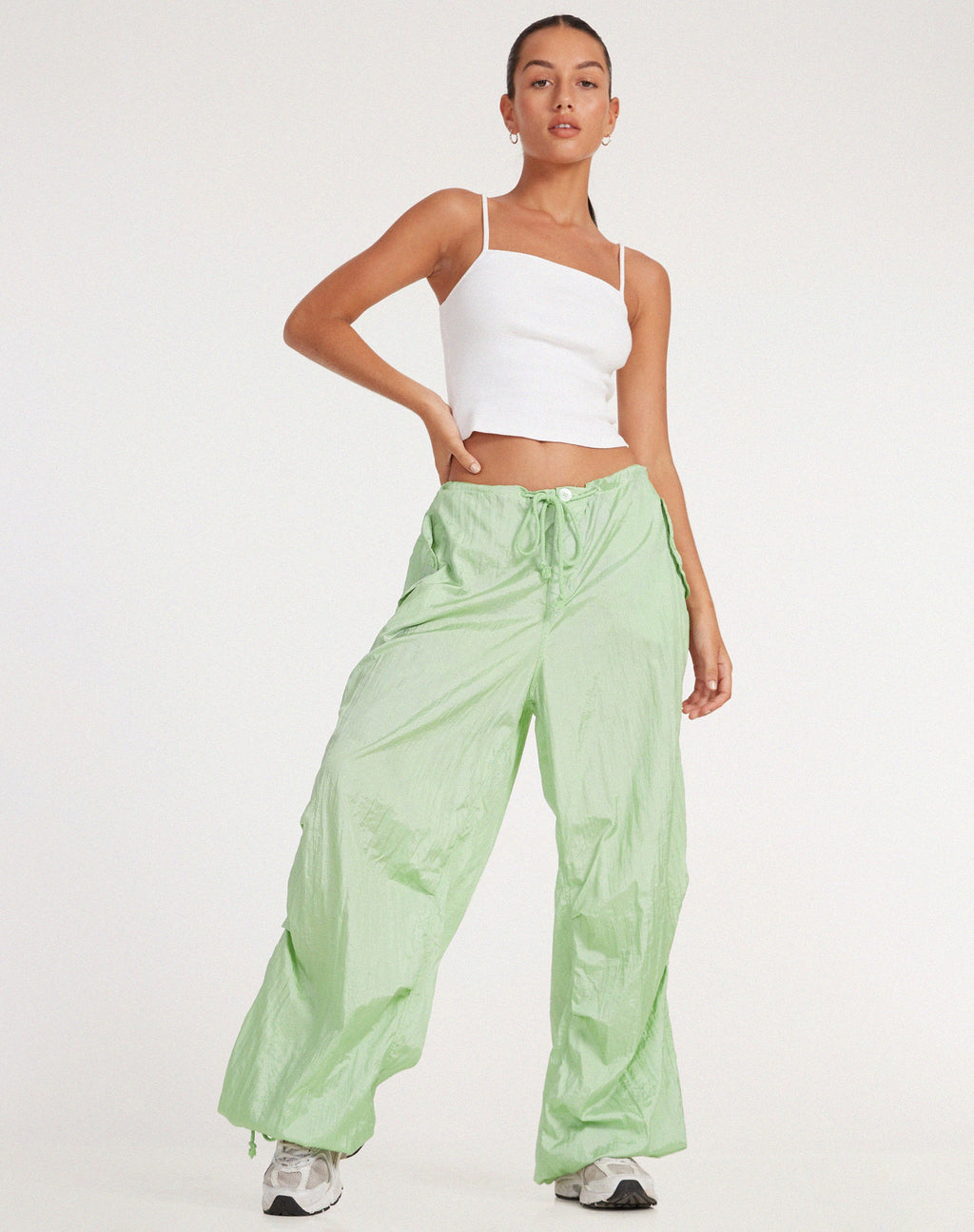 Pantalon Chute en Parachute Sage