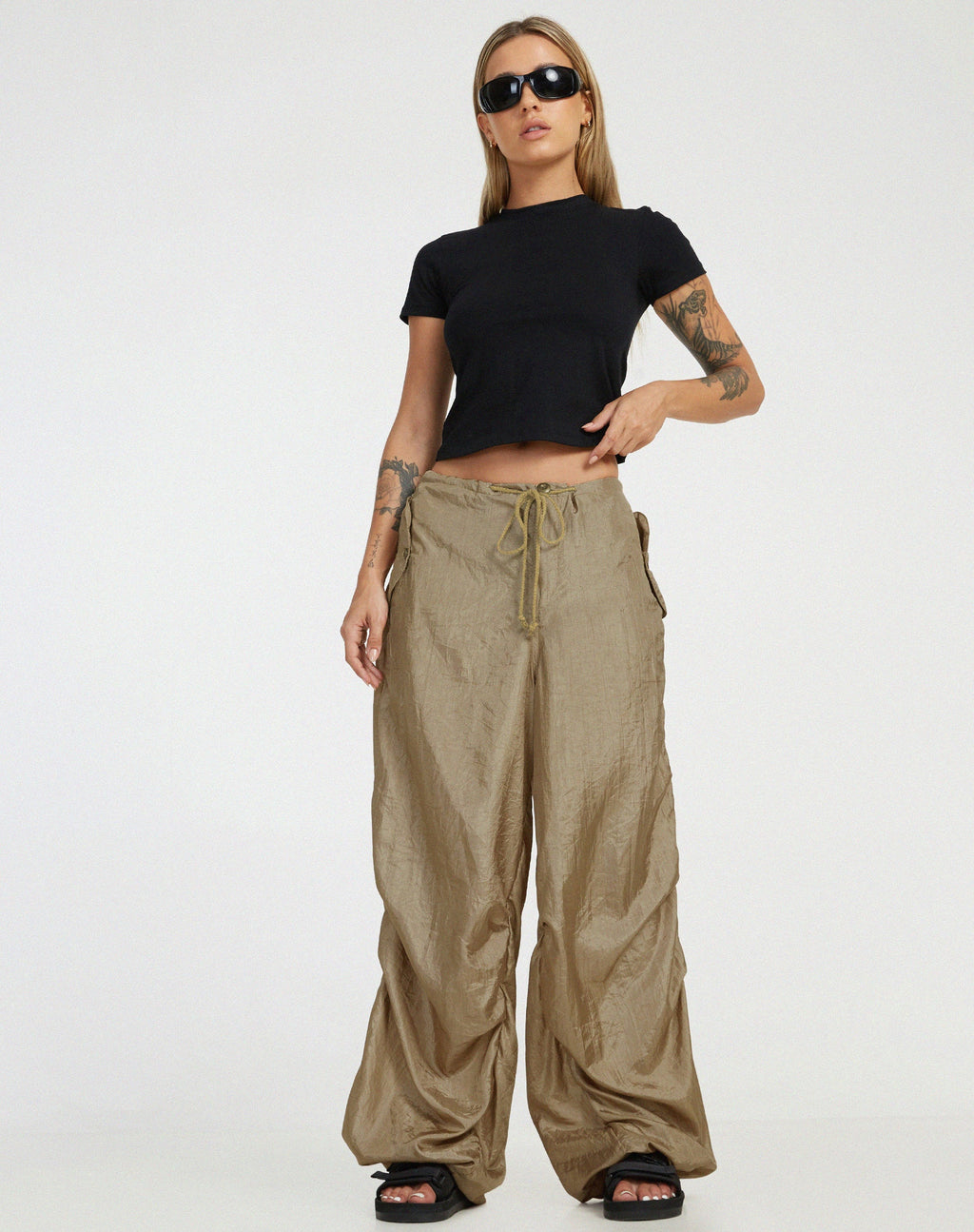 Pantalon Chute en Parachute Tortilla