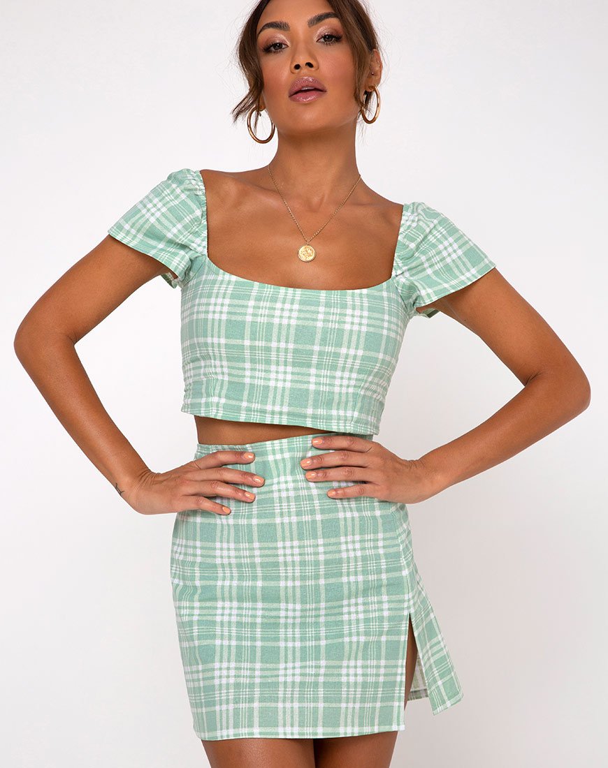 Minijupe Rinka en nappe Neo Mint
