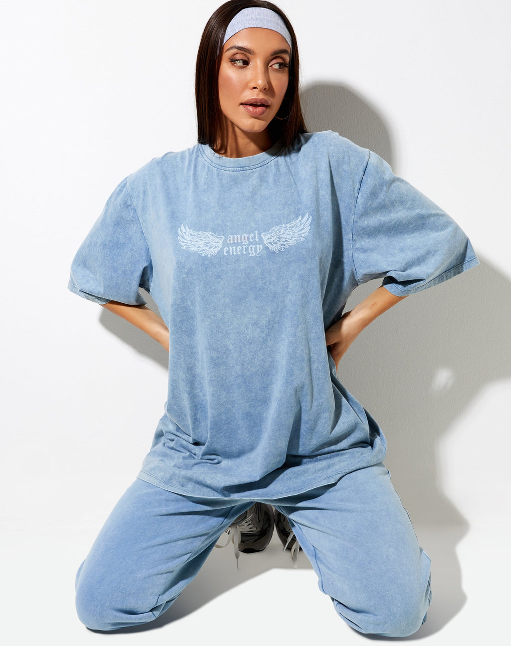 Tee-shirt Cocoon en bleu délavé 'Angel Energy' Wings