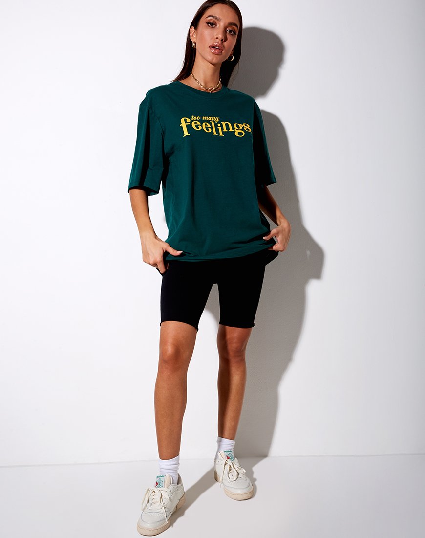Image de Cocoon Tee in Bottle Green Too Many Feelings