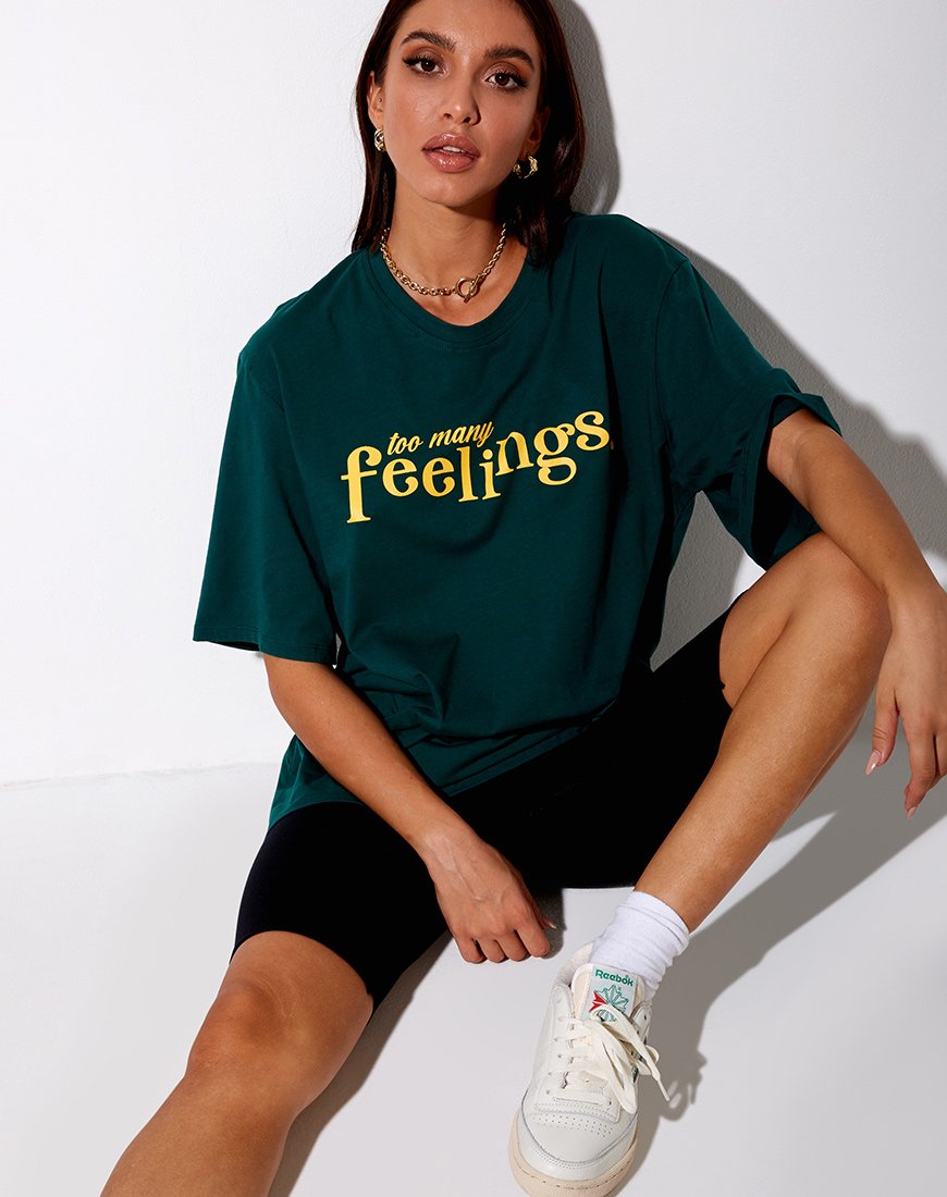 Image de Cocoon Tee in Bottle Green Too Many Feelings