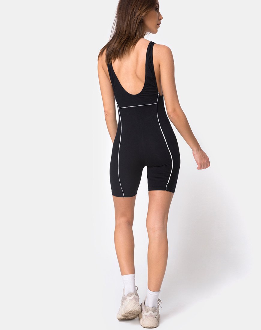 Image de Coda Unitard en noir avec ligne de passepoil